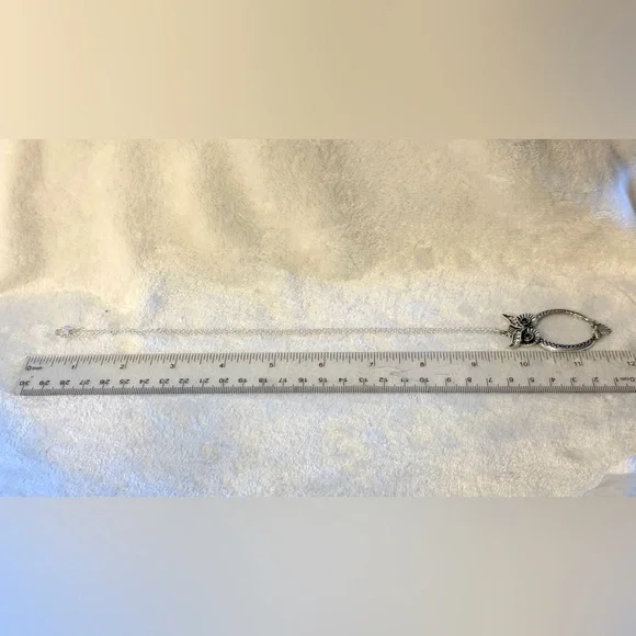 Silvertone Owl Pendant With magnifying glass with chain - Picture 6 of 7